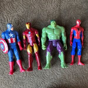 Marvel Superhero Action Figure Set - Captain America, Iron Man, Hulk, Spider-Man